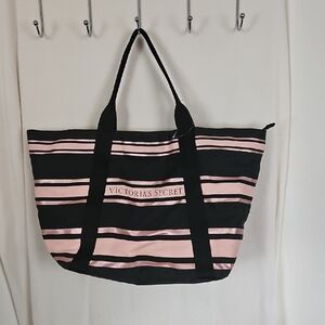 Victoria's Secret Black and Pink Tote Bag
